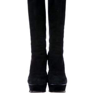 Yves Saint Laurent Black Yves Suede Mid-calf Boots